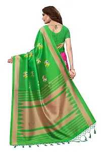 LIVA FAB Women's Art Silk Saree with Unstitched Blouse Piece (Pink  Green)-thumb3