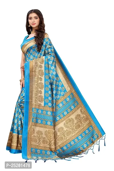 LIVA FAB Women's Art Silk Saree with Unstitched Blouse Piece (Light Blue)-thumb3