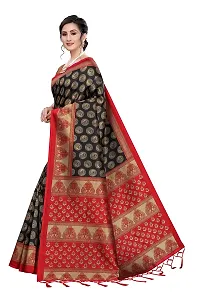 LIVA FAB Women's Art Silk Saree with Unstitched Blouse Piece (Black  Red)-thumb2