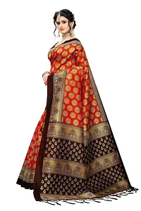 LIVA FAB Women's Art Silk Saree with Unstitched Blouse Piece (Orange  Brown)-thumb2