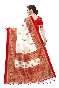 LIVA FAB Women's Art Silk Printed Saree with Unstitched Blouse Piece (White  Red)-thumb3