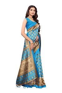 LIVA FAB Women's Art Silk Saree with Unstitched Blouse Piece (Light Blue)-thumb1