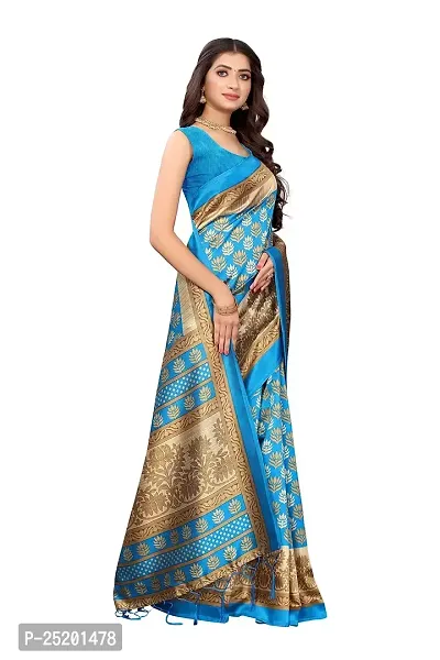 LIVA FAB Women's Art Silk Saree with Unstitched Blouse Piece (Light Blue)-thumb2