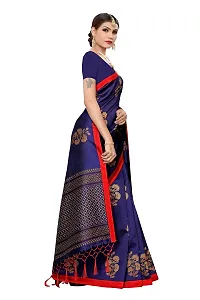 LIVA FAB Women's Art Silk Saree with Unstitched Blouse Piece (Dark Blue).-thumb1