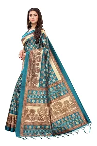 LIVA FAB Women's Art Silk Saree with Unstitched Blouse Piece (Blue)-thumb2