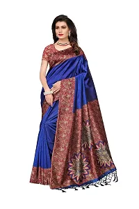 LIVA FAB Women's Art Silk Saree with Unstitched Blouse Piece [Blue]-thumb1