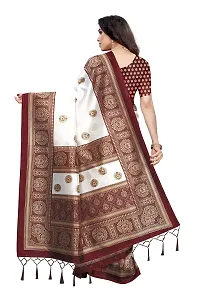 LIVA FAB Women's Art Silk Printed Saree with Unstitched Blouse Piece (White  Maroon)-thumb3