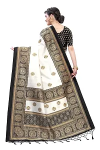 LIVA FAB Women's Art Silk Printed Saree with Unstitched Blouse Piece (White  Black)-thumb3