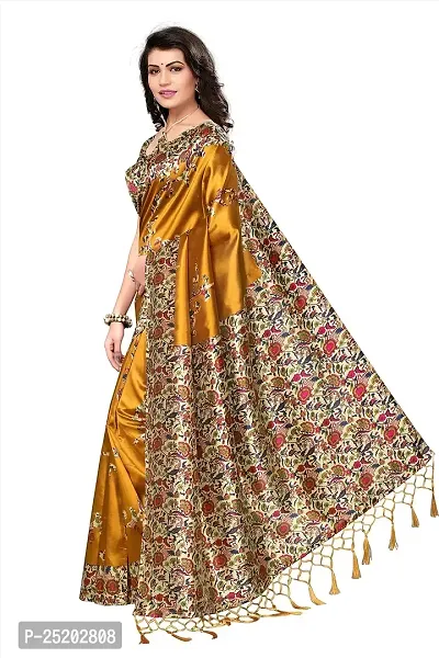 LIVA FAB Women's Art Silk Saree with Unstitched Blouse Piece [Yellow].-thumb2