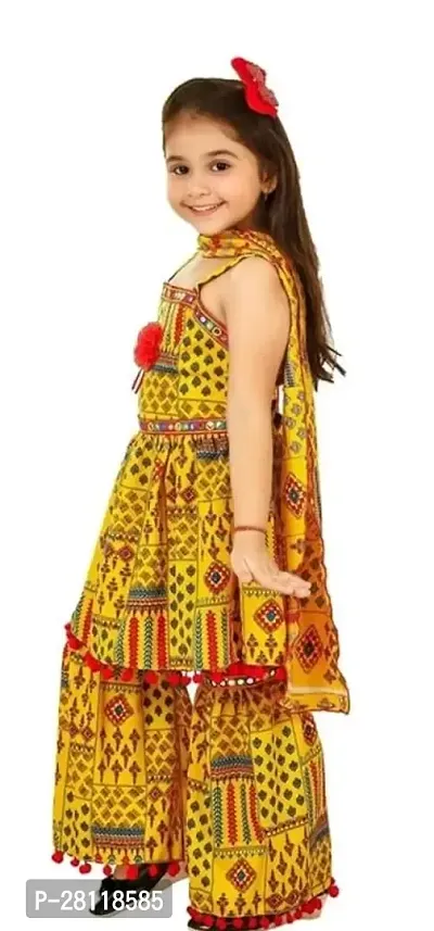 Stylish Multicoloured Cotton Blend Stitched Salwar Suit Sets For Girls-thumb3