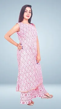 Designer Pink Cotton Blend Kurta Bottom Set For Women-thumb2