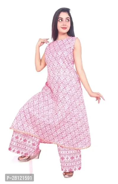 Designer Pink Cotton Blend Kurta Bottom Set For Women-thumb0