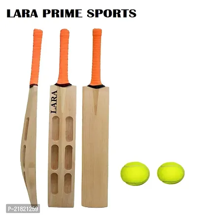 Prime Sports Wooden Cricket Bat with 2 pc Tennis Ball-thumb0