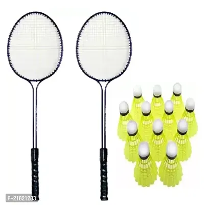 Prime Sports 2 PC Double Shaft Racket With 10 PC Nylon Shuttle ( Badminton kit )