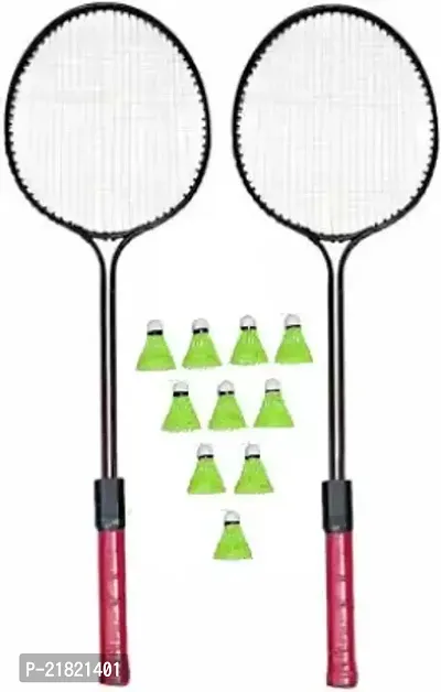 Prime Sports 2 PC double Shaft Racket With 10 PC Shuttle Badminton Kit