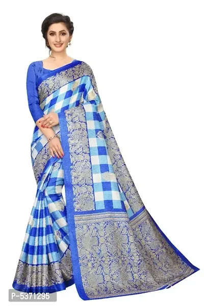 Attractive Khadi Silk Checked Saree with Blouse piece