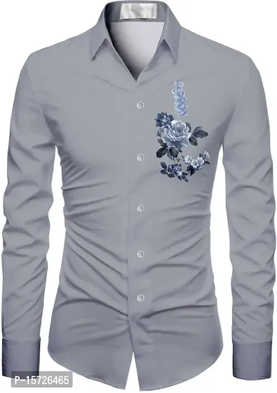 Elegant Grey Polycotton Printed Shirt Fabric For Men-thumb3