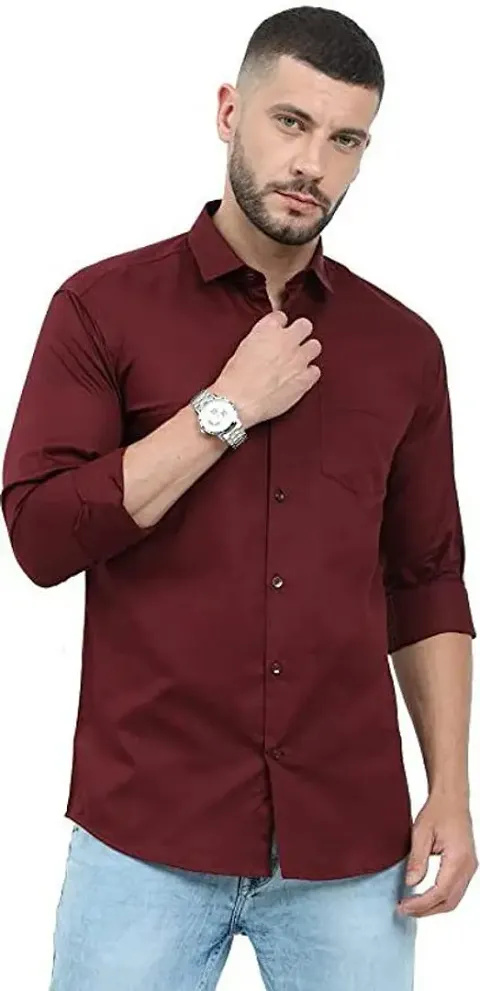 Reliable Blend Three-Quarter Sleeves Casual Shirts For Men