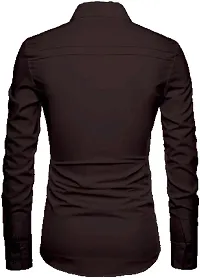 Elegant Brown Polycotton Printed Shirt Fabric For Men-thumb1