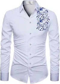 Elegant White Polycotton Printed Shirt Fabric For Men-thumb2