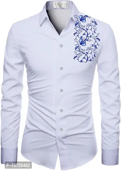 Elegant White Polycotton Printed Shirt Fabric For Men-thumb3