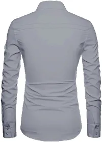 Elegant Grey Polycotton Printed Shirt Fabric For Men-thumb1