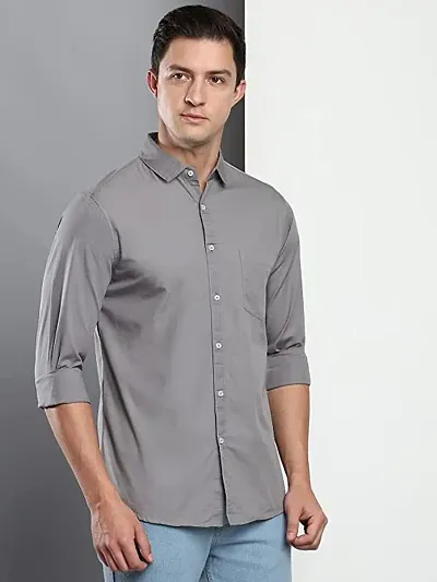 Reliable Blend Three-Quarter Sleeves Casual Shirts For Men