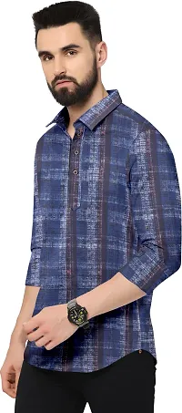 Reliable Blue Cotton Blend Printed Long Sleeves Casual Shirts For Men-thumb2