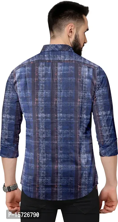 Reliable Blue Cotton Blend Printed Long Sleeves Casual Shirts For Men-thumb2