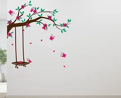 Lakshit Enterprises Swing on a Tree Branch Decorative Wall Sticker Multicolor PVC Vinyl 85x90 Cm-thumb2