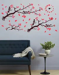Decorative Birds Sitting on The Tree Flowers Clock Wall Sticker-thumb2