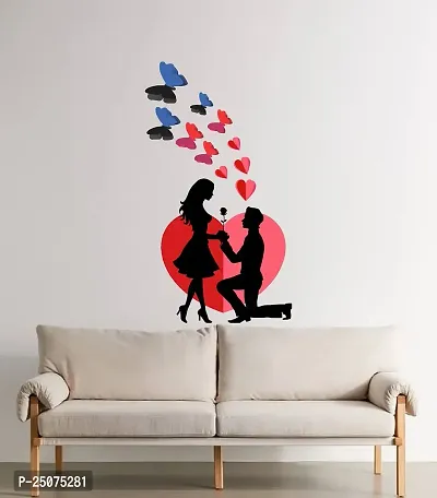 Decorative Lovely Couple with Hearts  Butterflies Wall Sticker-thumb2