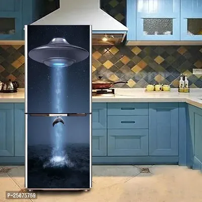 Decorative Abstract Multicolor UFO Dolphin and Dark Star Night Space Drametic Wallpaper Sticker for Fridge Dcor-thumb4