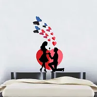 Decorative Lovely Couple with Hearts  Butterflies Wall Sticker-thumb2