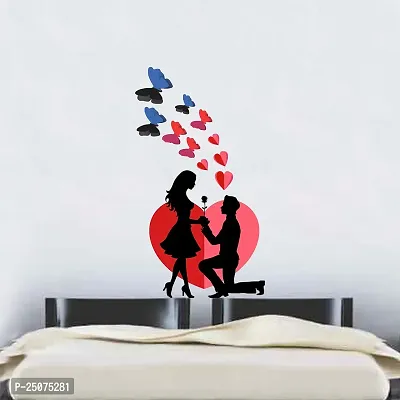 Decorative Lovely Couple with Hearts  Butterflies Wall Sticker-thumb3