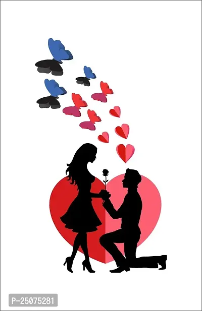 Decorative Lovely Couple with Hearts  Butterflies Wall Sticker