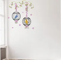 Lakshit Enterprises Birds in Cage with Flowers Wall Sticker Multicolor PVC Vinyl 83x90 Cm-thumb3