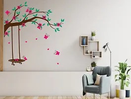 Lakshit Enterprises Swing on a Tree Branch Decorative Wall Sticker Multicolor PVC Vinyl 85x90 Cm-thumb1