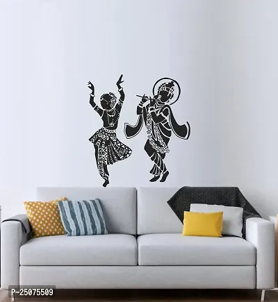 Home d?cor Dancing Radha Krishna wallsticker (PVC Vinyl Covering Area 64X171 cm)-thumb2