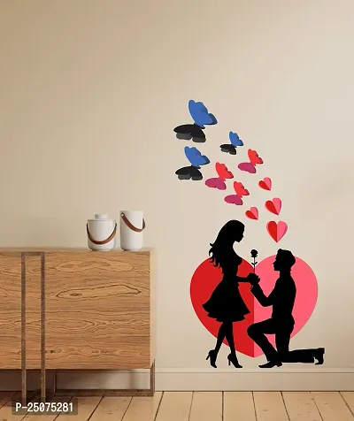 Decorative Lovely Couple with Hearts  Butterflies Wall Sticker-thumb4