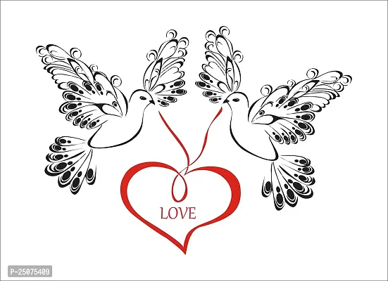 Decorative Abstract Love Birds Wall Sticker (PVC Vinyl Covering Area 91X66 cm)