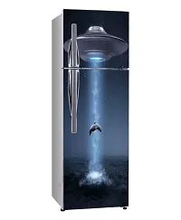 Decorative Abstract Multicolor UFO Dolphin and Dark Star Night Space Drametic Wallpaper Sticker for Fridge Dcor-thumb1