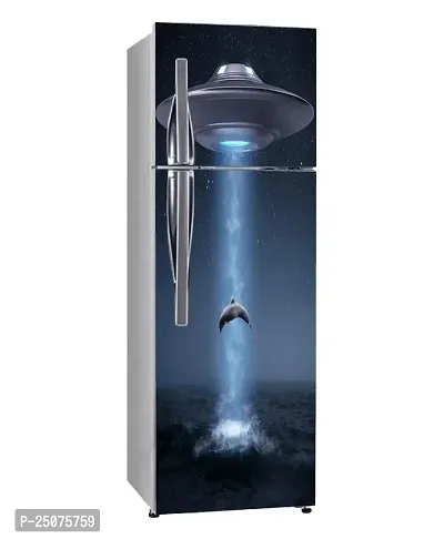 Decorative Abstract Multicolor UFO Dolphin and Dark Star Night Space Drametic Wallpaper Sticker for Fridge Dcor-thumb2