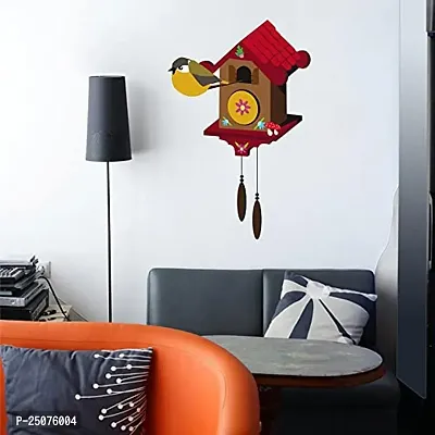 LAKSHIT ENTERPRISES Decorative Clock Hour Birds with House Multicolour Wall Sticker for Home d?cor (PVC Vinyl Multicolour)-thumb2