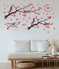 Decorative Birds Sitting on The Tree Flowers Clock Wall Sticker-thumb3