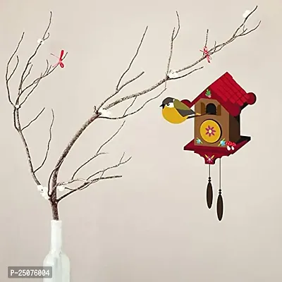 LAKSHIT ENTERPRISES Decorative Clock Hour Birds with House Multicolour Wall Sticker for Home d?cor (PVC Vinyl Multicolour)