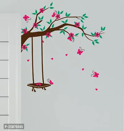 Lakshit Enterprises Swing on a Tree Branch Decorative Wall Sticker Multicolor PVC Vinyl 85x90 Cm-thumb5