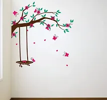 Lakshit Enterprises Swing on a Tree Branch Decorative Wall Sticker Multicolor PVC Vinyl 85x90 Cm-thumb3