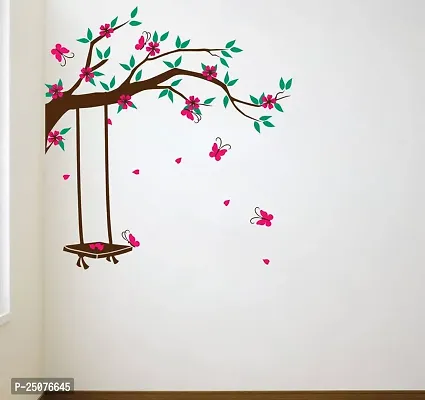 Lakshit Enterprises Swing on a Tree Branch Decorative Wall Sticker Multicolor PVC Vinyl 85x90 Cm-thumb4