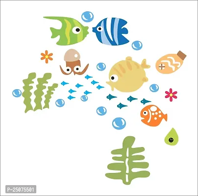 Abstract Multicolour Star Fish Lovely Fish Wall Sticker for Home d?cor (PVC Vinyl Covering Area 88.5X88 cm)-thumb0